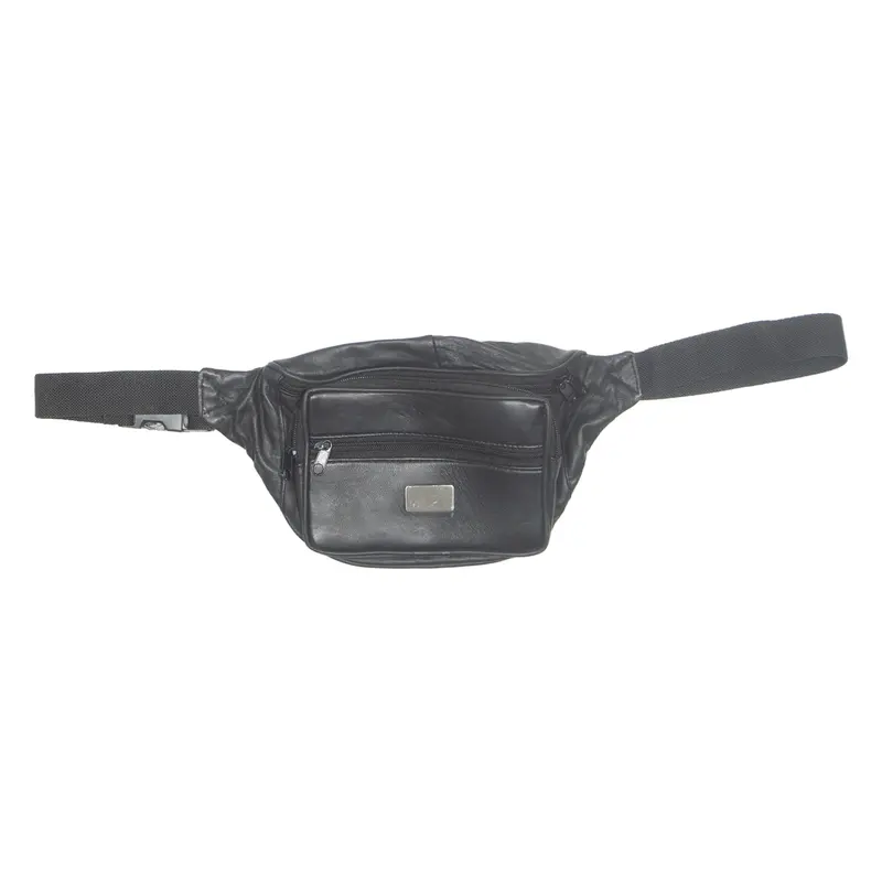 Womens Bum Bag Black Leather Faux Leather