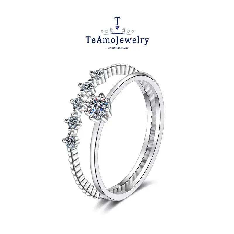 【RM-234】S925 0.1CT Moissanite SET Ring, Minimalist and Cute Design Christmas Gift for Girlfriend