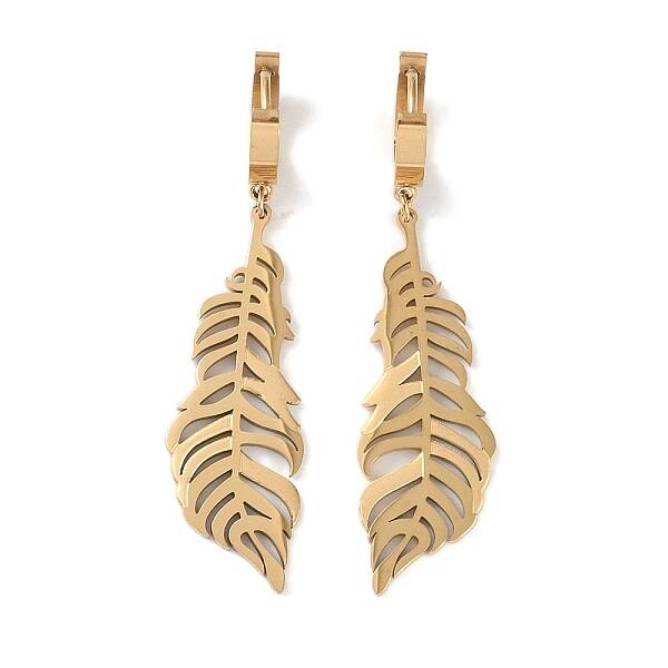 Feather 304 Stainless Steel Dangle Earrings