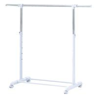 Adjustable Rolling Garment Rack – Chrome & White Metal Clothing Stand