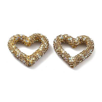 Heart Shape Polymer Clay Rhinestone Beads