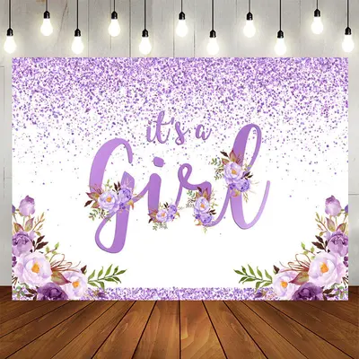 Aperturee Purple Floral Lovely Themed Baby Shower Backdrop