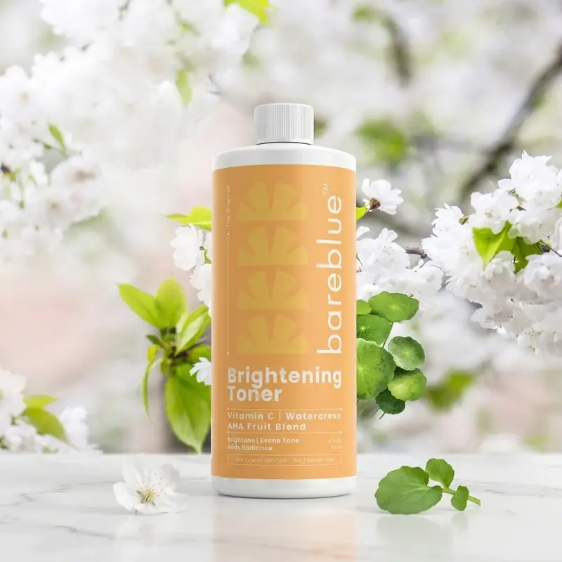 Bareblue Brightening Facial Toner with Vitamin C, Watercress Extract, AHA Fruit Blend, Niacinamide & Aloe Vera, 4 fl oz