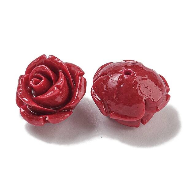 Synthetic Coral Dyed Carved Beads