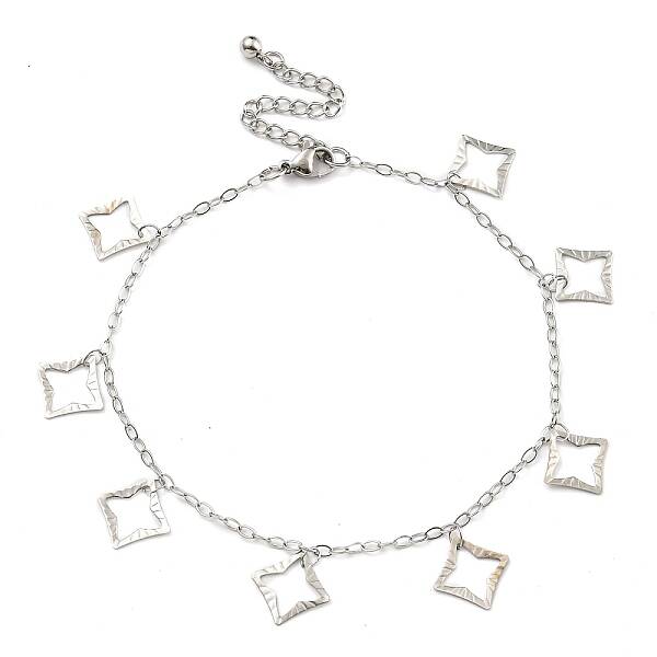 Non-Tarnish 304 Stainless Steel Cable Chain Hollow Charm Bracelets