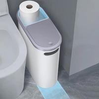 Bathroom Trash Can, 1 Count Household Creative Waste Bin with Holder & Handle, Press Type Can with Lid, Room Accessories Pape...