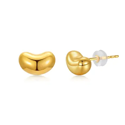 18K Gold Bean Stud Earrings
