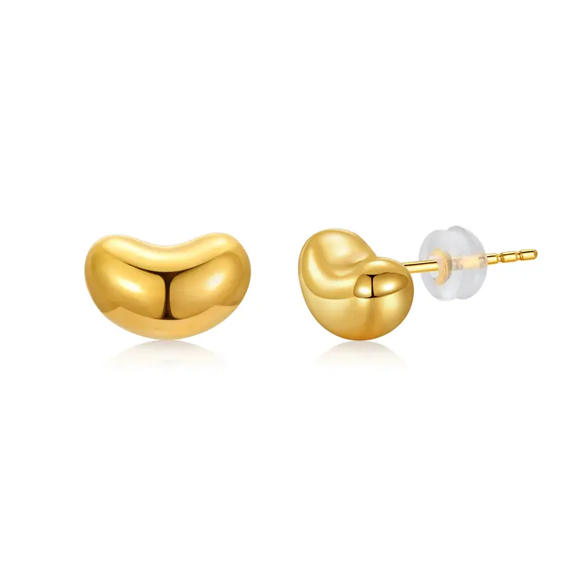 18K Gold Bean Stud Earrings