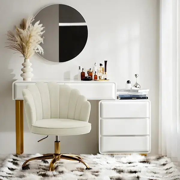 TINA'S HOME Flora Velvet Vanity Desk Chair with Adjustable Height and Wheels Perfect for Decorating a Room - Modern Style