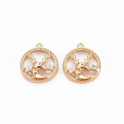 Brass Micro Pave Clear Cubic Zirconia Charms