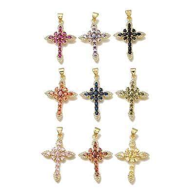 Brass Micro Pave Cubic Zirconia Pendants