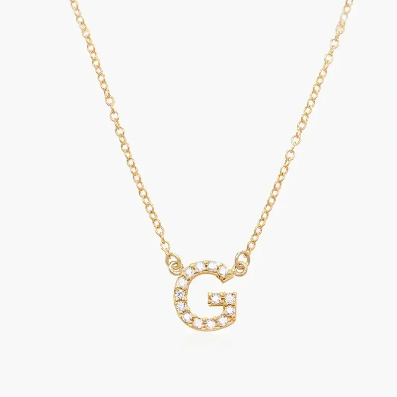 Gold Vermeil Personalized Initial Necklace with Cubic Zirconia for Women