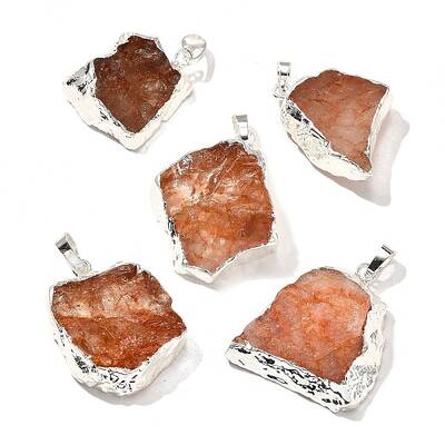 Raw Rough Natural Dyed Quartz Crystal Pendants