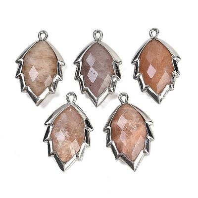 Natural Sunstone Faceted Leaf Pendants