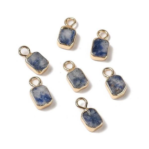 Natural Blue Spot Jasper Rectangle Charms