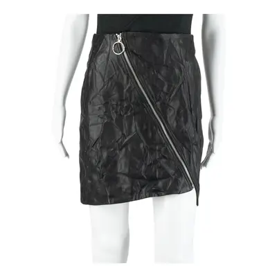 H&M Faux Leather Front Zip Womens Straight Skirt Black Short S