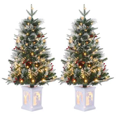Garvee 3ft Pre-Lit Christmas Tree with 78 LED Lights, Artificial Christmas Tree with Snowflakes and Red Berries, 8 Lighting M...