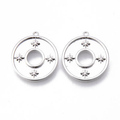 Brass Micro Pave Clear Cubic Zirconia Pendants
