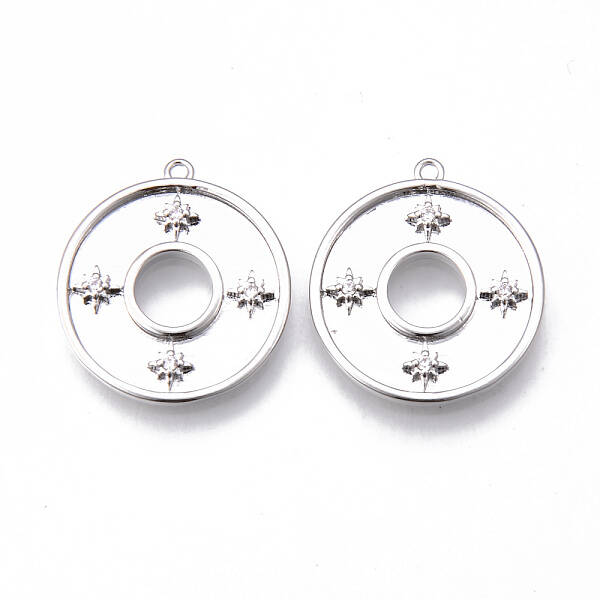 Brass Micro Pave Clear Cubic Zirconia Pendants