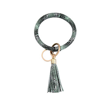 Snakeskin Pattern PU Imitaition Leather Bangle Keychains