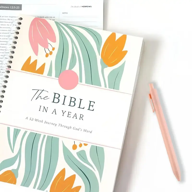 The Bible in a Year 52-Week Study Daily Prayer and Notes Set, Spiritual Journey Gift for Men and Women, Faith-Inspiring Bible...