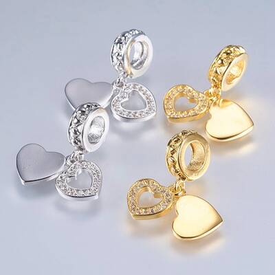 Brass Cubic Zirconia European Dangle Charms