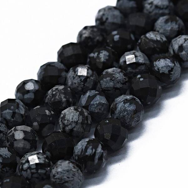 Natural Snowflake Obsidian Beads Strands