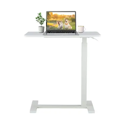Overbed Bedside Table with Wheels, Adjustable Hospital & Home Use Bed Table, Rolling Laptop Table, Mobile Standing Desk
