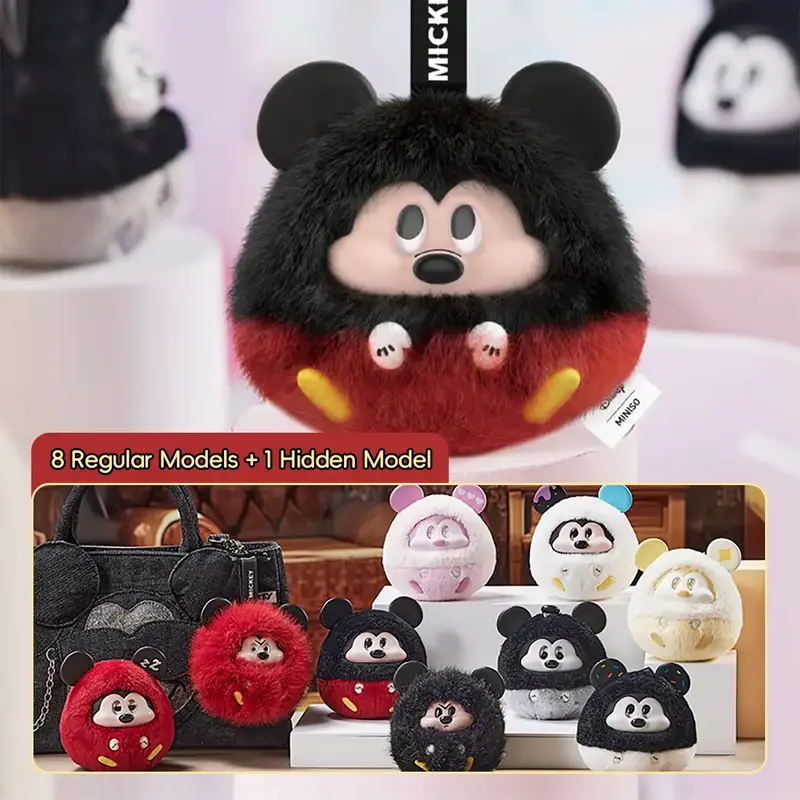 Disney Mickey Fun Collision Series Blind Box Keychain Soft Vinyl Plush Mini Doll Pendant Surprise Cartoon Figure Bag Charm Gi...