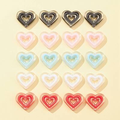 20Pcs 5 Colors Acrylic Beads