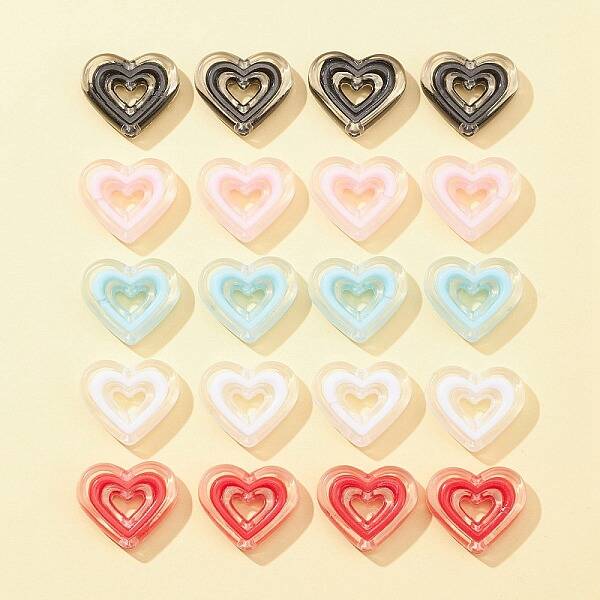 20Pcs 5 Colors Acrylic Beads