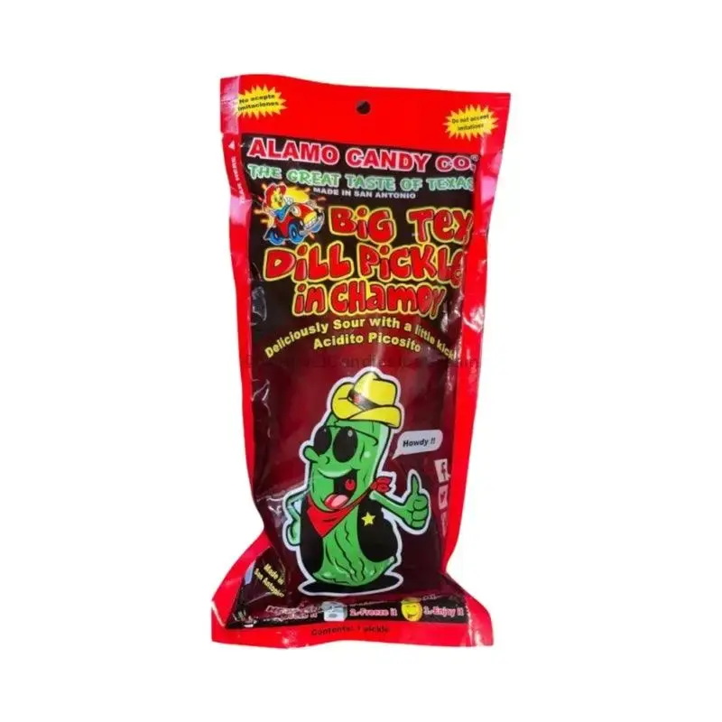 Alamo Candy Big Tex Dill Pickle in Chamoy Instant Food Spicy Pickled, Viral, Spicy, Sweet, Tangy