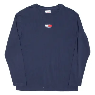 TOMMY JEANS Mens T-Shirt Blue Long Sleeve L