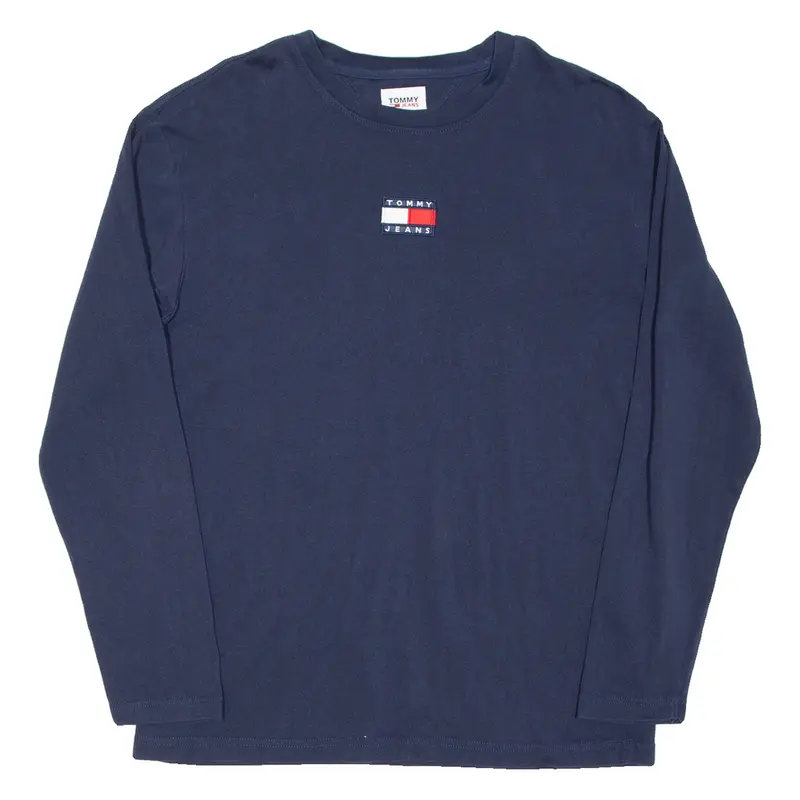 TOMMY JEANS Mens T-Shirt Blue Long Sleeve L