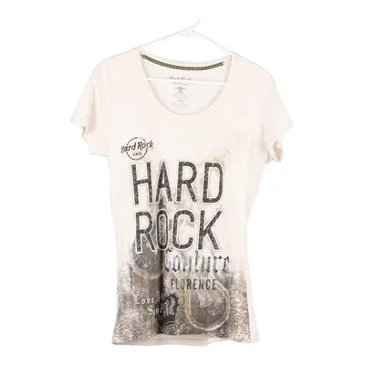 Age 15-16. Florence Hard Rock Cafe Spellout T-Shirt - XL White Cotton