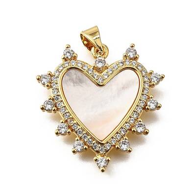 Brass Micro Pave Cubic Zirconia Shell Pendants