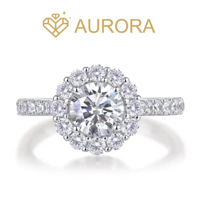【#01 Radiant Halo】1 Carat Moissanite Rings with 925 Sterling Silver High Quality with Daily  Gift Auspicious Ring Jewelry...