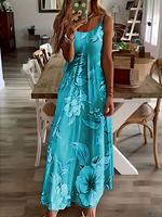 Women's Floral Print Cami Dress, Fashion Casual Sleeveless Spaghetti Strap Maxi Dress for Summer, Women's Clothing for Beach ...