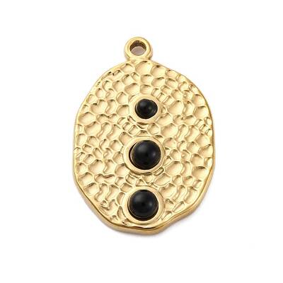 304 Stainless Steel Natural Obsidian Pendants