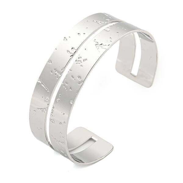 304 Stainless Steel Textured Hollow Open Cuff Bangles