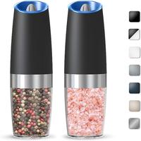 Gravity Electric Salt And Pepper Grinder Set,Automatic Salt And Pepper Grinder Set,Battery Powered (6 AAA Batteries Each),Sta...