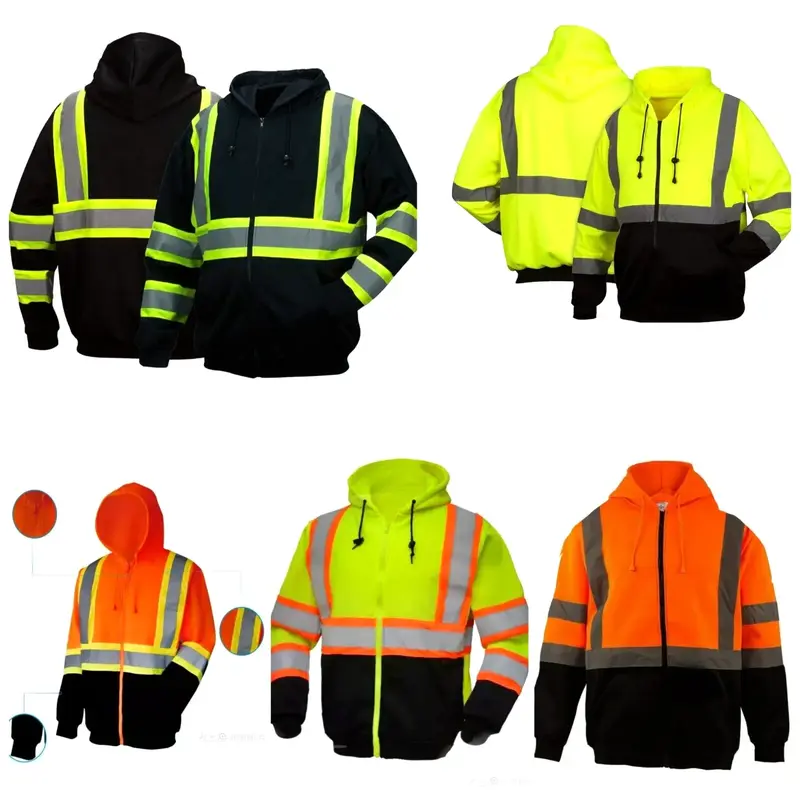 High Visibility Safety Sweaters in various colors / Class 3 Safety Sweater with Hoodie and zipper closure