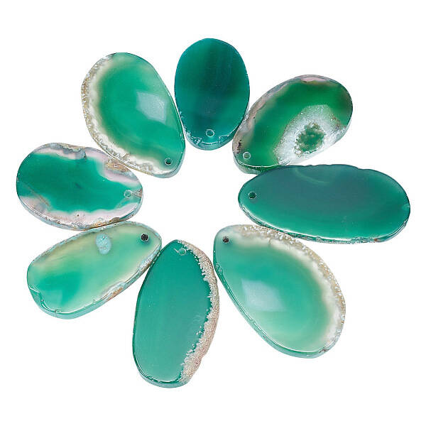 8Pcs Natural Agate Dyed Big Pendants