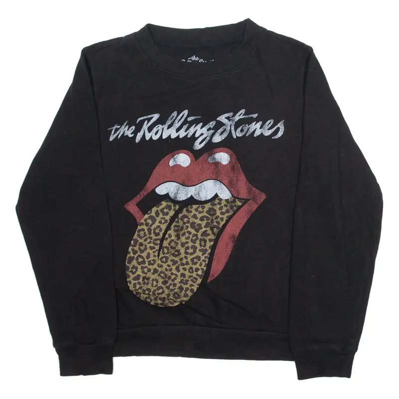 THE ROLLING STONES Womens Sweatshirt Black Crew Neck S