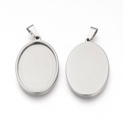 Tarnish Resistant 201 Stainless Steel Pendant Cabochon Settings