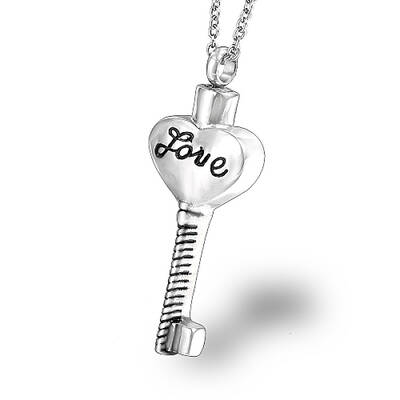 Non-Tarnish Stainless Steel Heart Key Pendant Necklaces