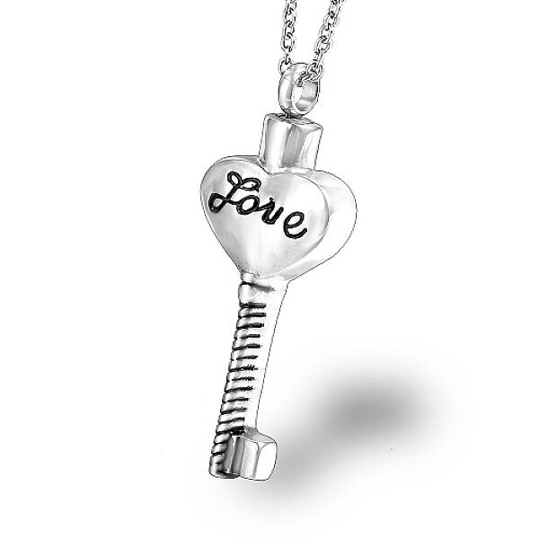 Non-Tarnish Stainless Steel Heart Key Pendant Necklaces