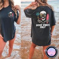 Comfort colors Good Vibes Only - Womens short sleeve casual cotton graphic Tshirt - Womenswear Comfy Tee