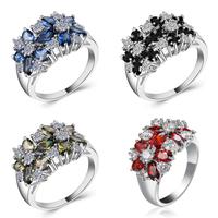 S925 Zirconia Silver Wedding Ring for Adults - Blue Elegance Ring with Flower Design for Valentine's Day, Mother's Day, and W...