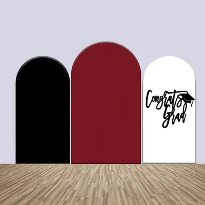 Black Dark Red White Graduation Arch Backdrop Kit - Aperturee